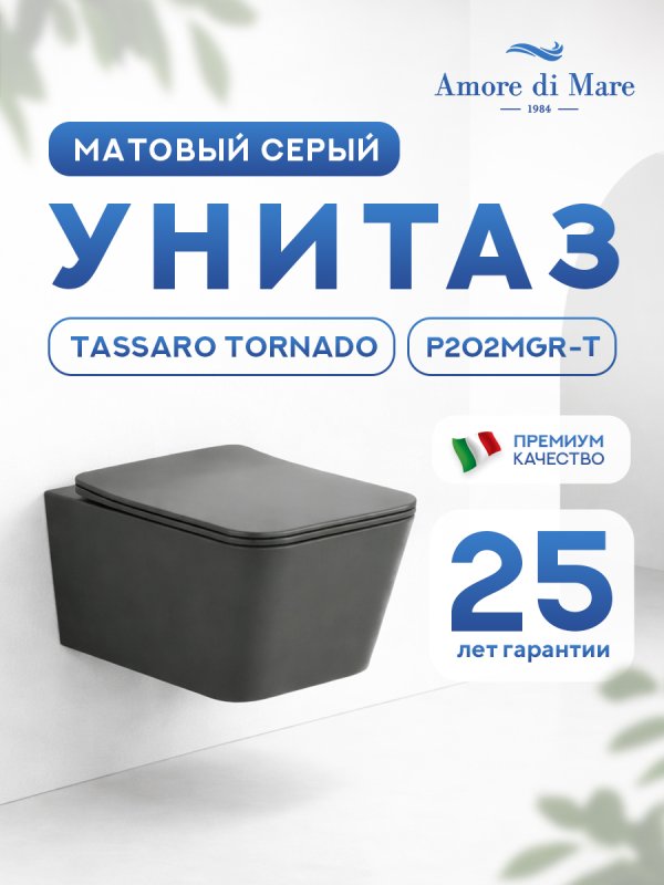 Подвесной унитаз Amore di Mare Tassaro Tornado P202MGR-T